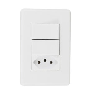 Conjunto 1 Tomada e 2 Interruptores Energia Simples 10A 4×2 Branco Stella Steck